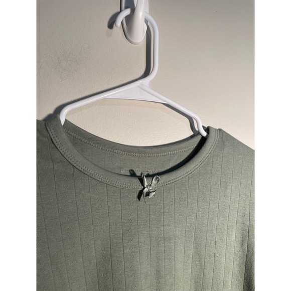 NWT Daily Drills Cotton Pointelle Crewneck Long Sleeve Green Medium/Large FLAW - Picture 3 of 10